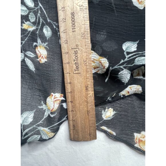 Emory Park Floral Print Open Cardigan size Large Black AS IS - Picture 6 of 7